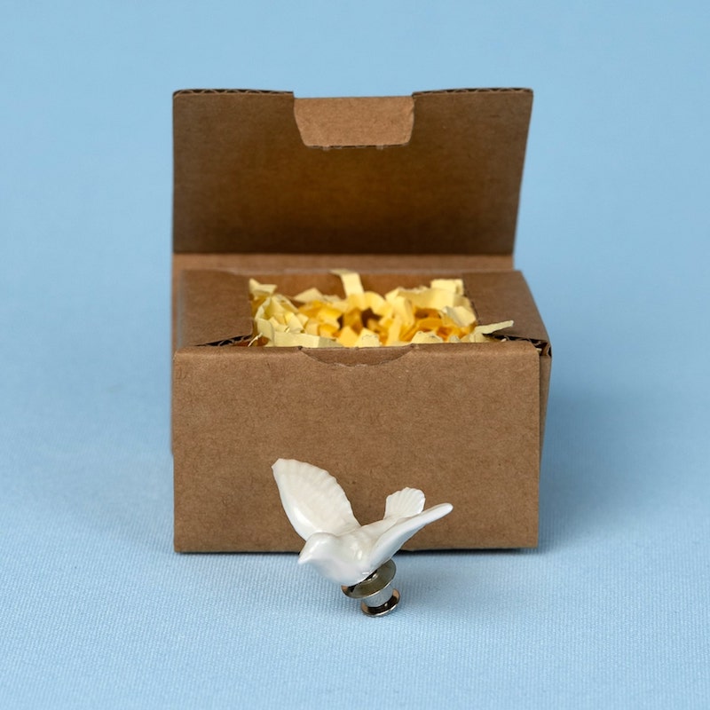 Yukiko Kitahara - Porcelain Dove Pin Brooch