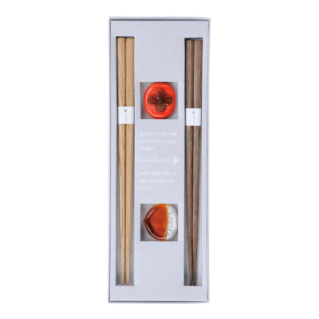 Tetoca Wooden Chopstick Gift Set - Chestnut x Persimmon