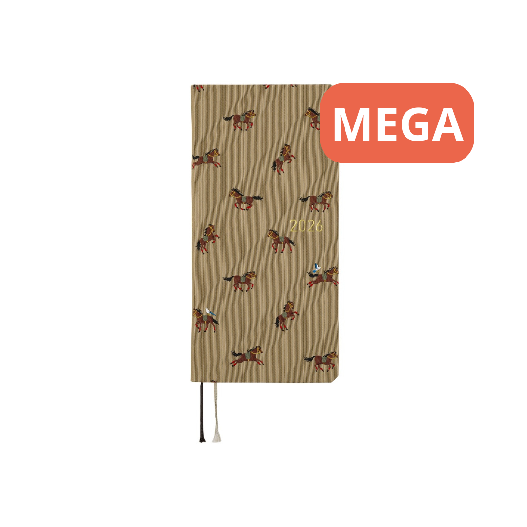 Hobonichi - 2026 Weeks Mega, Bow & Tie: Galloping Horses | English