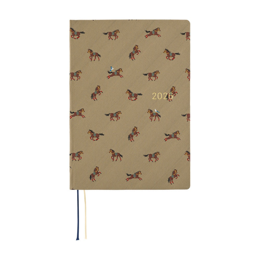 Hobonichi - 2026 HON, Bow & Tie: Galloping Horses | A5 English