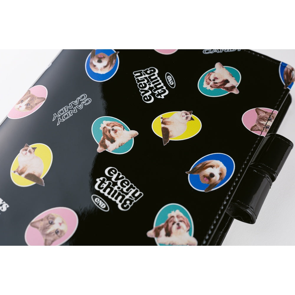 Hobonichi - Candy Stripper: Random Dog & Cat (Black) | A5 Cousin Cover