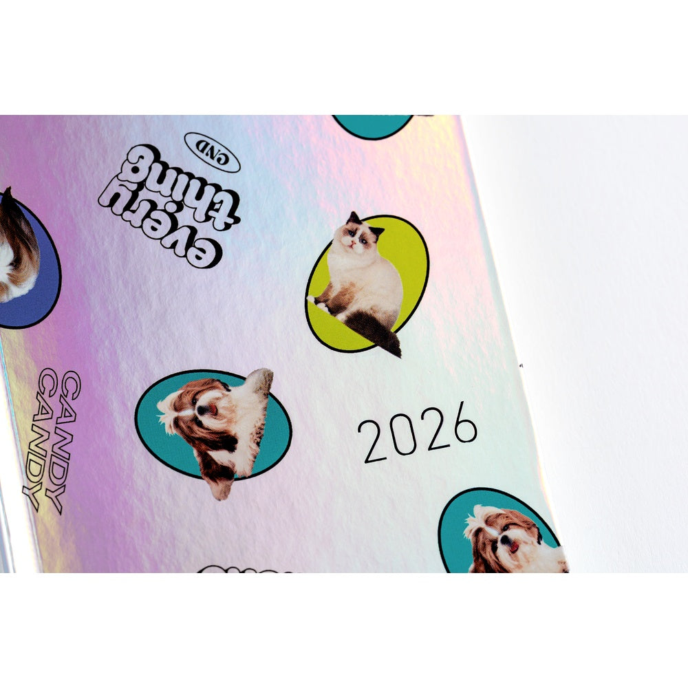 Hobonichi - 2026 Weeks, Candy Stripper: Random Dog & Cat (Aurora) | English