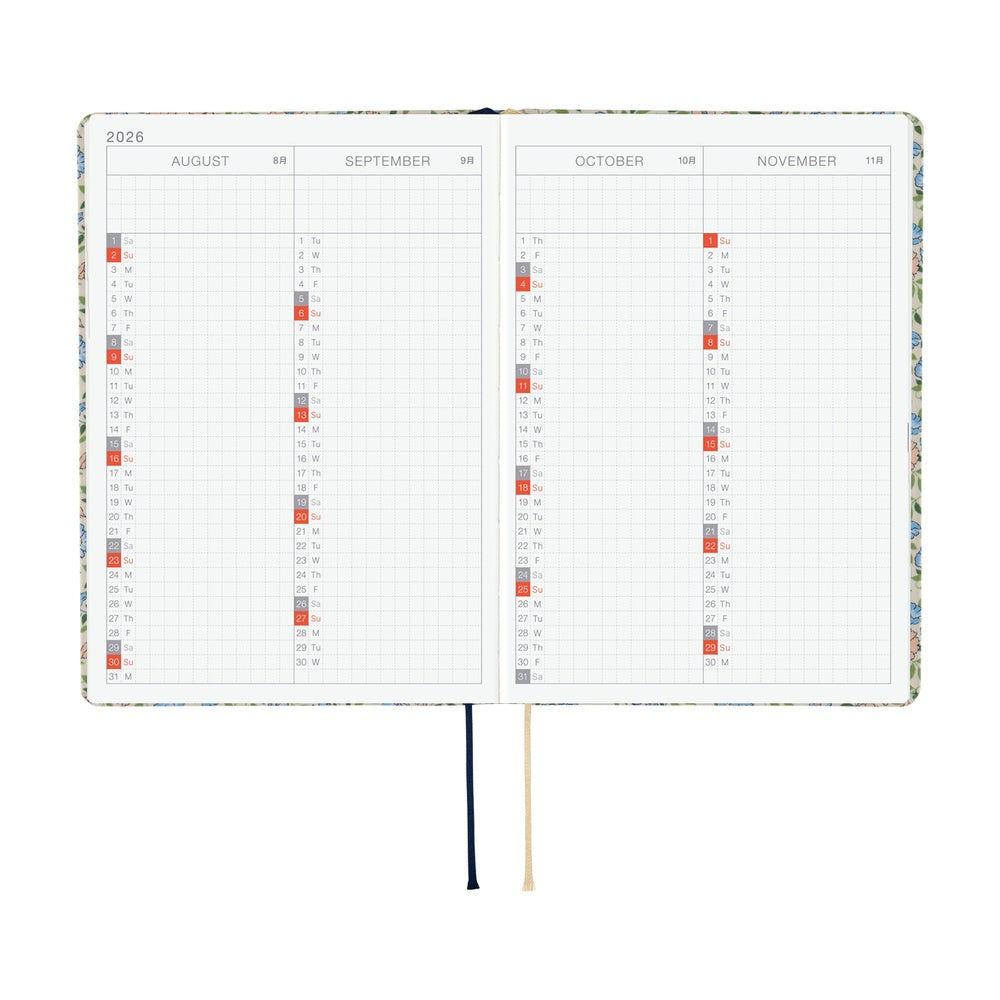 Hobonichi - 2026 HON, Liberty Fabrics: Sasha Kiora | A6 English