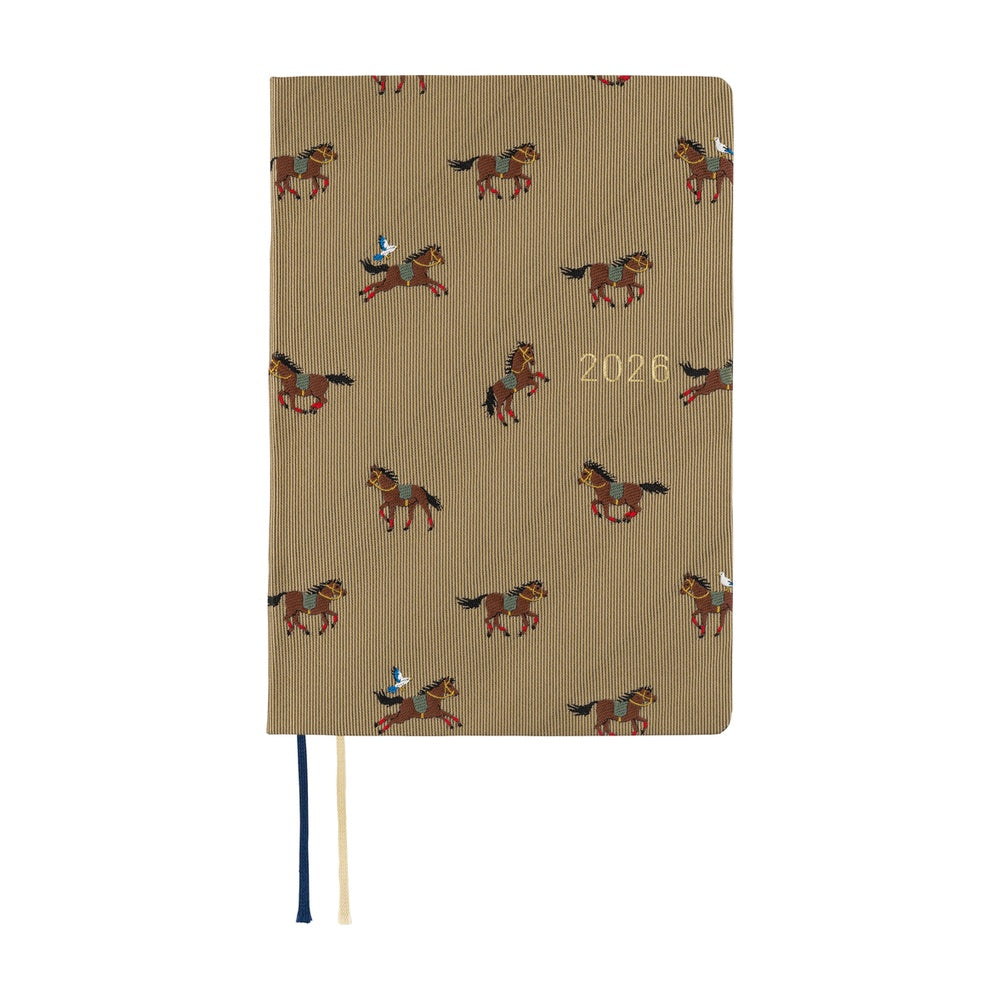 Hobonichi - 2026 HON, Bow & Tie: Galloping Horses | A6 English