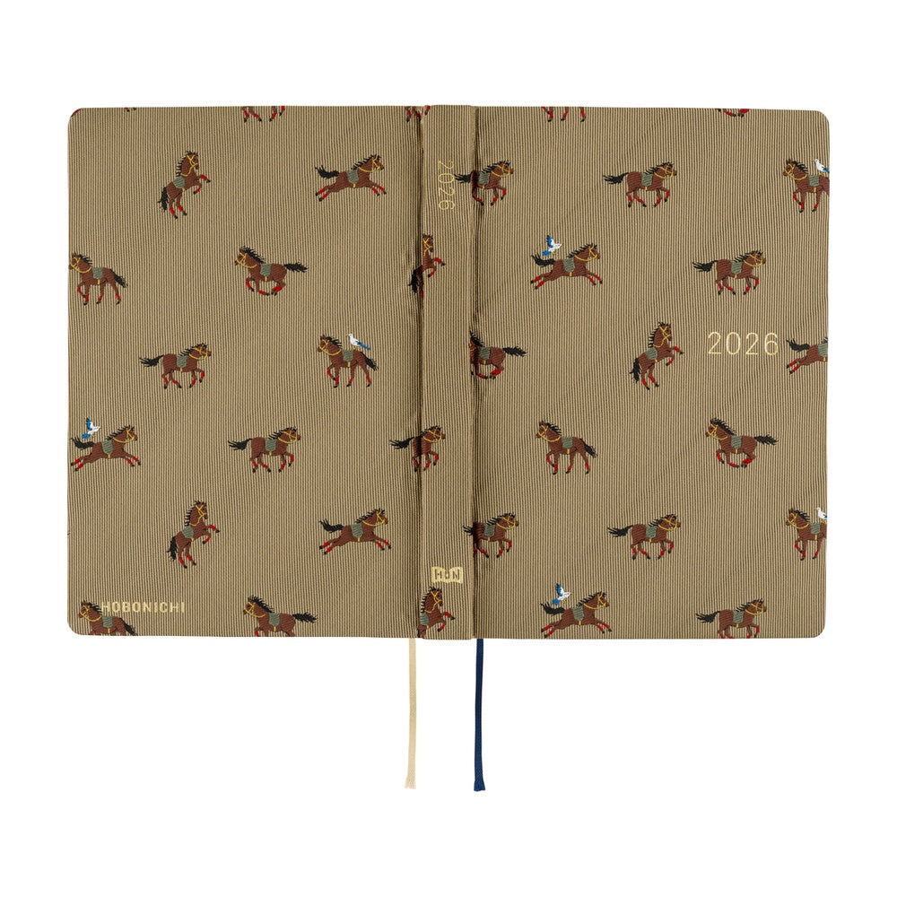 Hobonichi - 2026 HON, Bow & Tie: Galloping Horses | A6 English