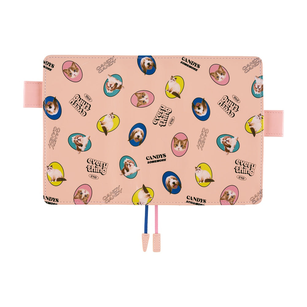 Hobonichi - Candy Stripper: Random Dog & Cat (Pink) | A6 Techo Cover