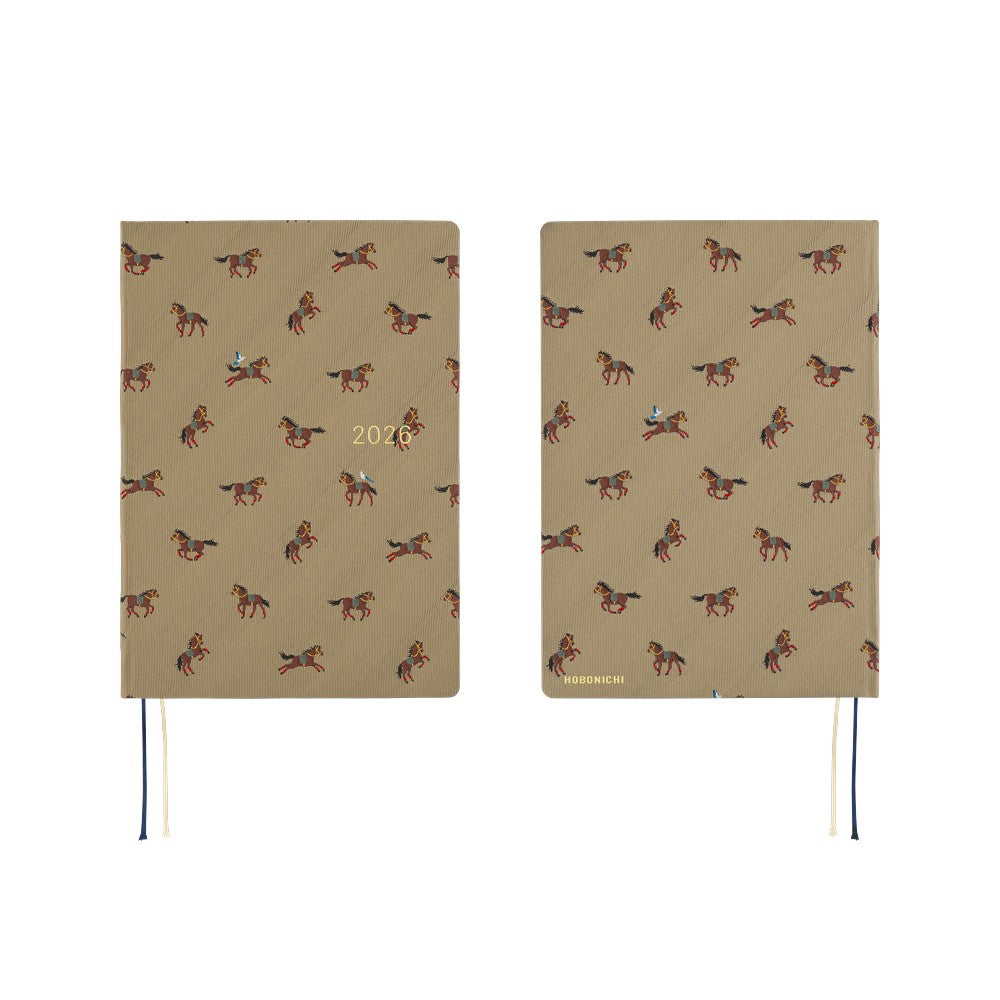 Hobonichi - 2026 HON, Bow & Tie: Galloping Horses | A5 English