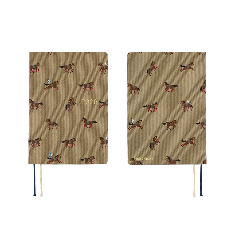 Hobonichi - 2026 HON, Bow & Tie: Galloping Horses | A6 English