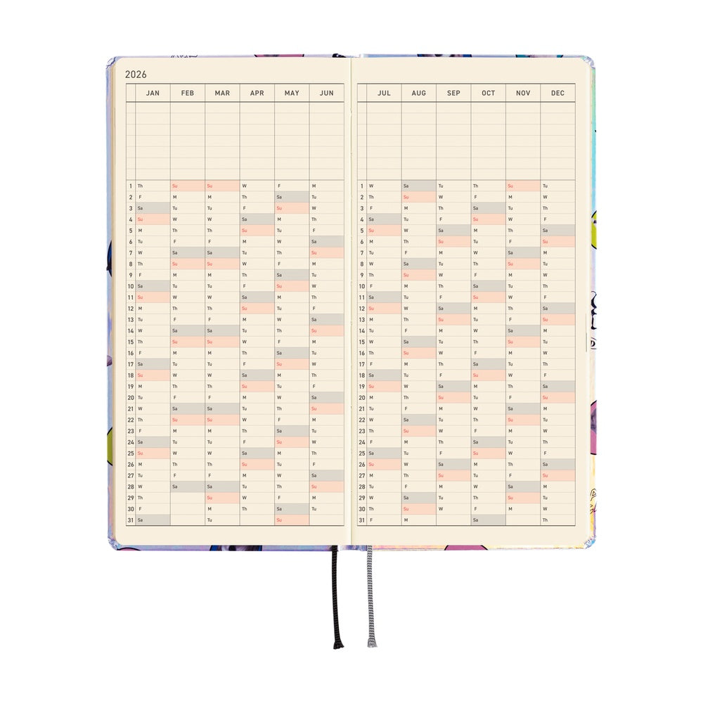 Hobonichi - 2026 Weeks, Candy Stripper: Random Dog & Cat (Aurora) | English