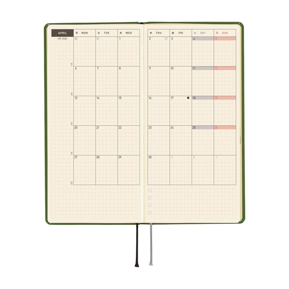 Hobonichi - 2026 Weeks, Colors: Antique Green | English