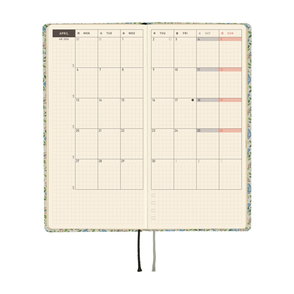 Hobonichi - 2026 Weeks, Liberty Fabrics: Sasha Kiora | English