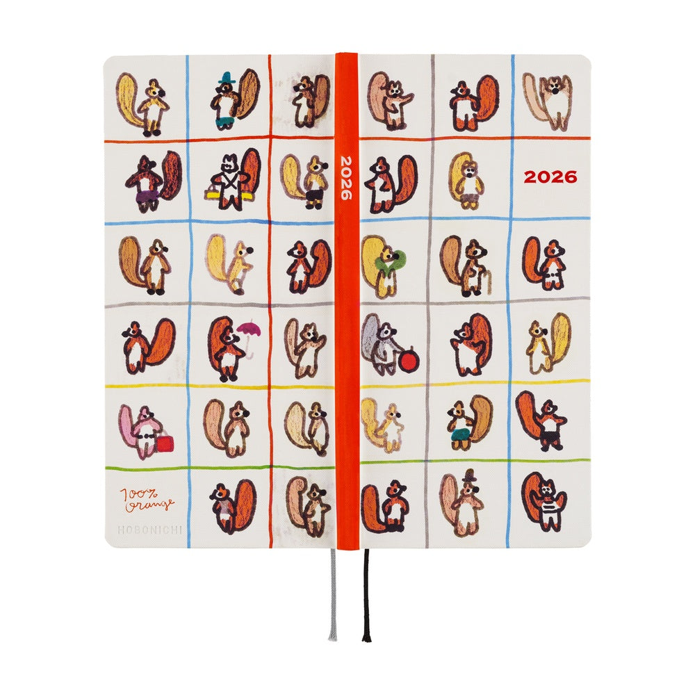 Hobonichi - 2026 Weeks, 100%ORANGE: Squirrel’s Moving Day | English