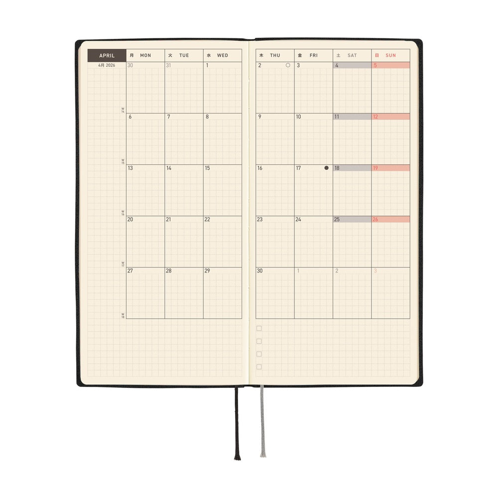 Hobonichi - 2026 Weeks, White Line: Black | English
