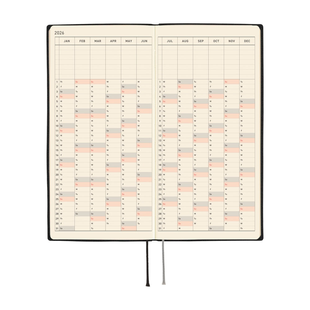 Hobonichi - 2026 Weeks, White Line: Black | English
