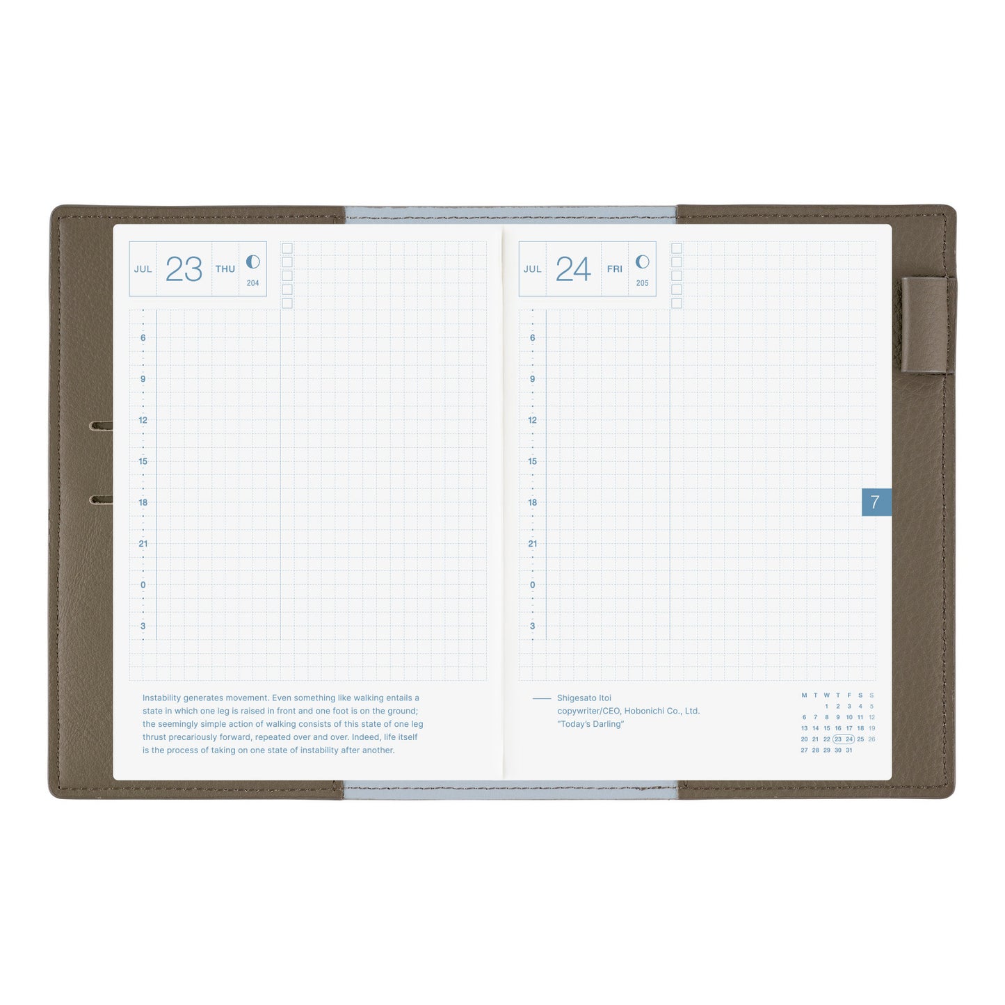 Hobonichi - Leather: Taut (Grey & Light Blue) | A6 Techo Cover