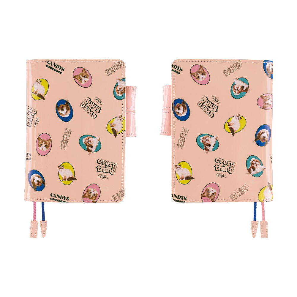 Hobonichi - Candy Stripper: Random Dog & Cat (Pink) | A6 Techo Cover