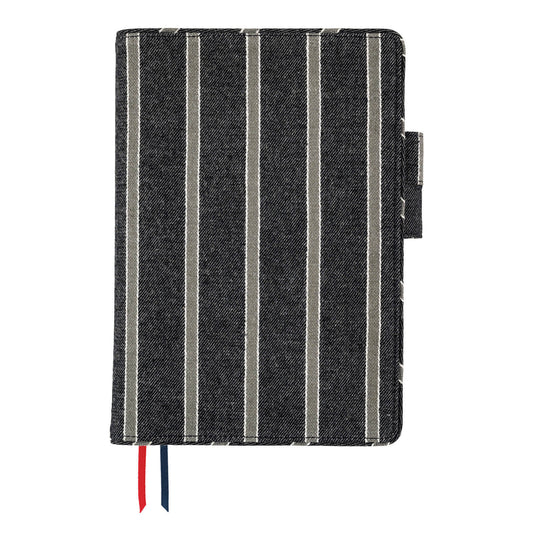 Hobonichi - Lined Fabric: Twill (Navy x Gray) | A5 Cousin Cover