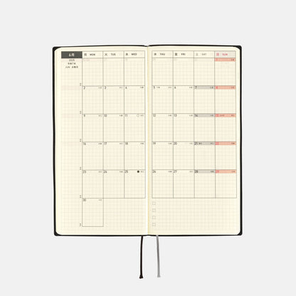 Hobonichi - 2025 Weeks, White Line: Black | English