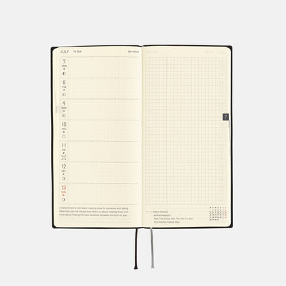 Hobonichi - 2025 Weeks, White Line: Black | English