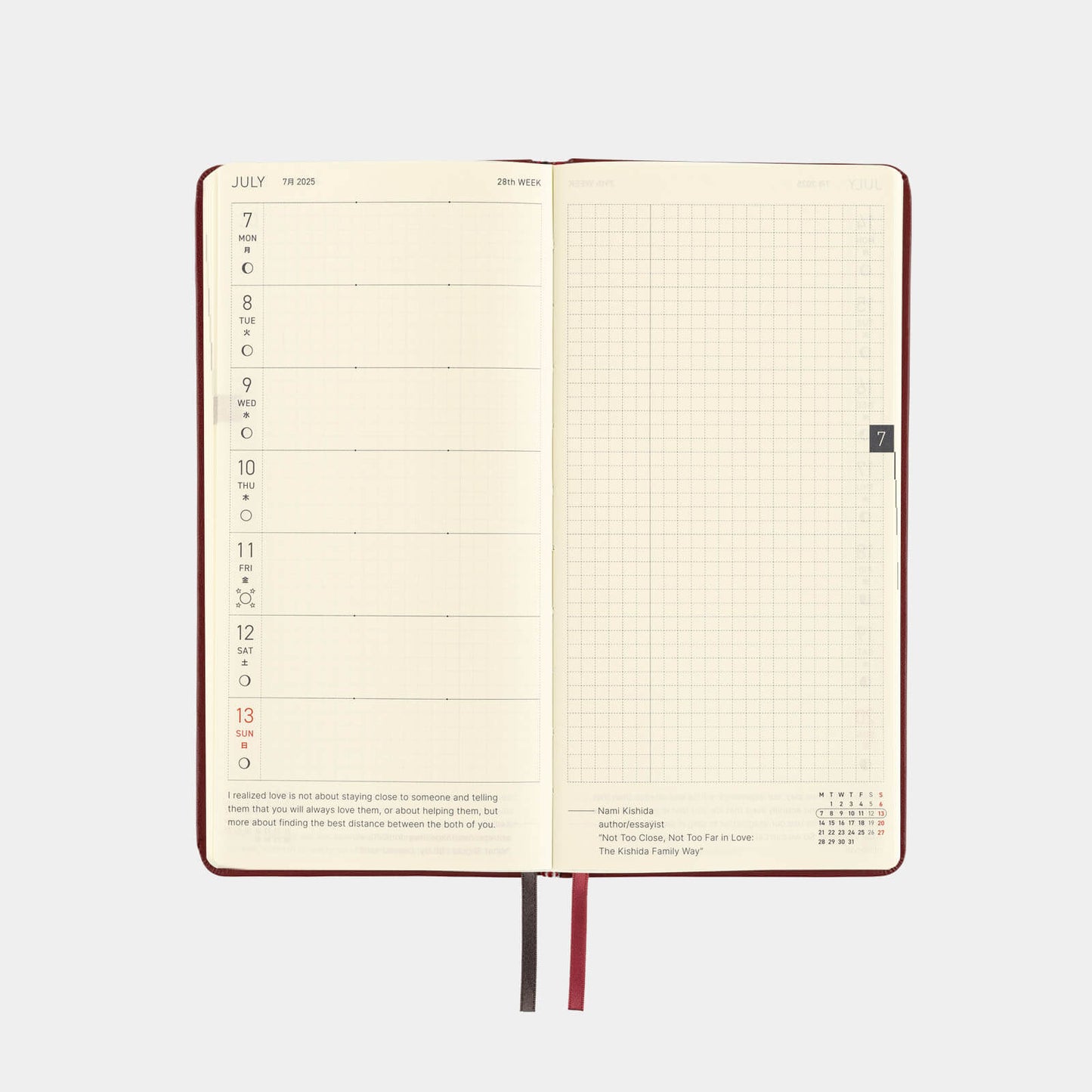 Hobonichi - 2025 Weeks, Leather: Pomegranate | English