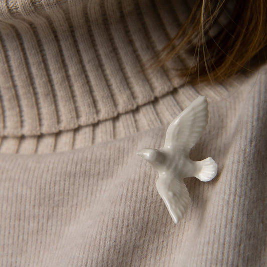 Yukiko Kitahara - Porcelain Dove Pin Brooch