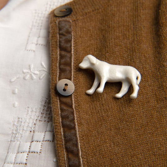 Yukiko Kitahara - Porcelain Dog Pin Brooch