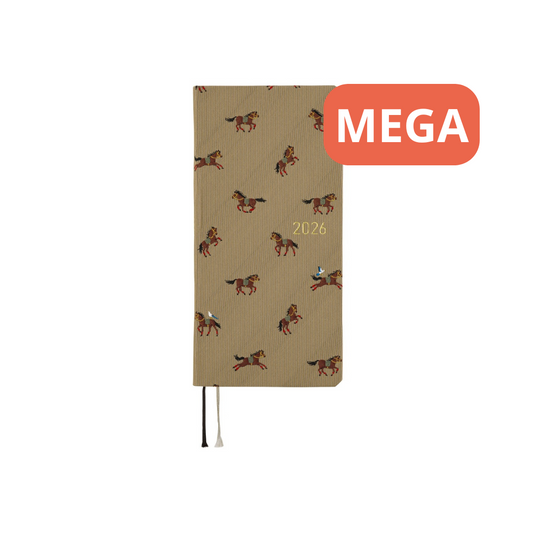 Hobonichi - 2026 Weeks Mega, Bow & Tie: Galloping Horses | English