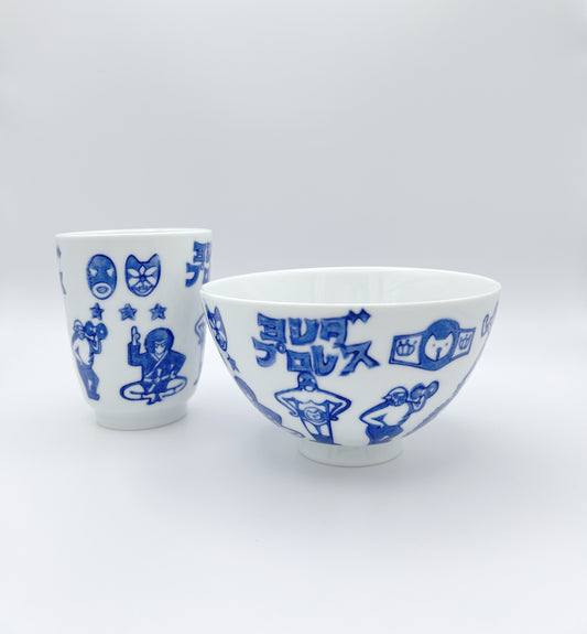 Yoshida Porcelain Rice Bowl and Yunomi Teacup Gift Set