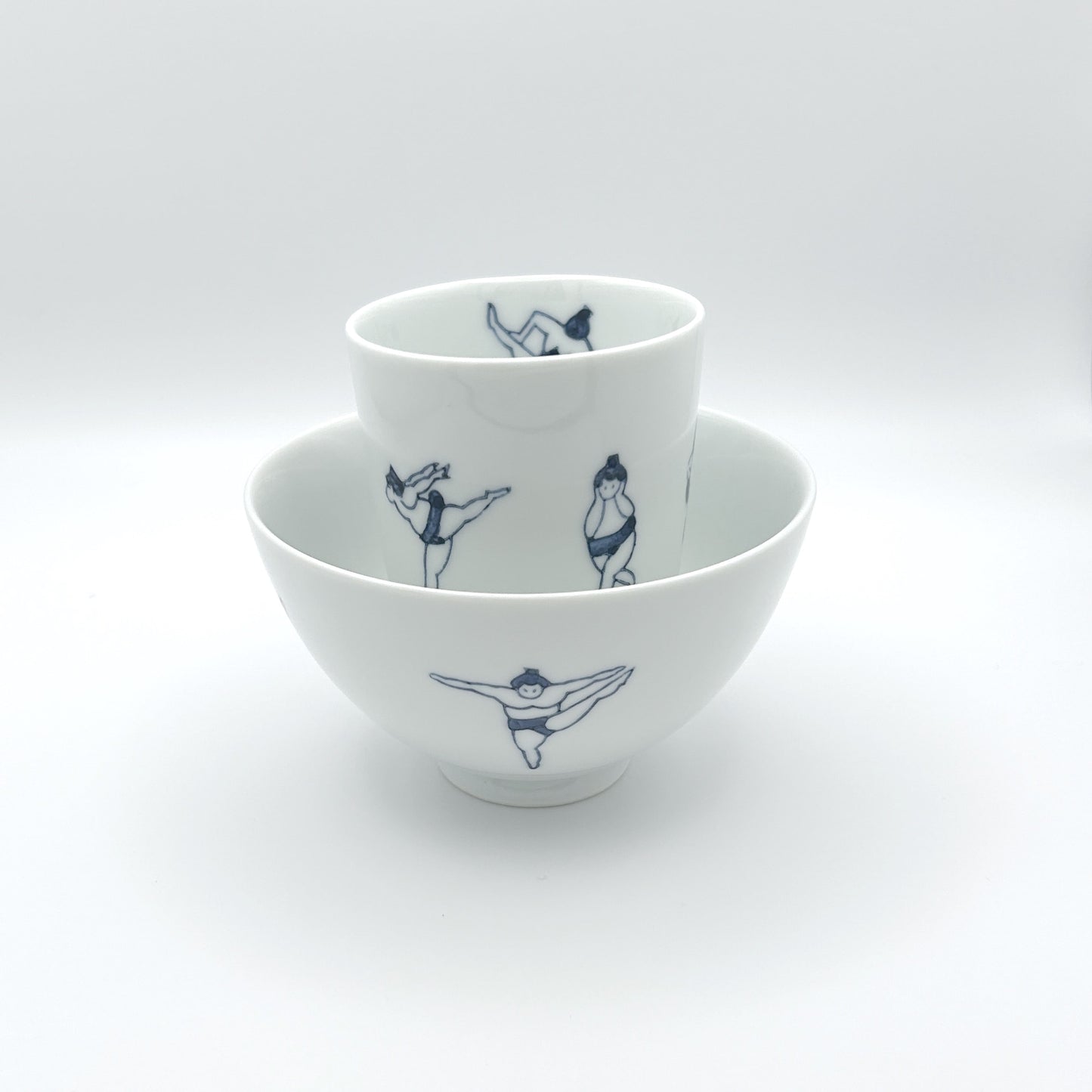 Sumo Porcelain Rice Bowl and Yunomi Teacup Gift Set