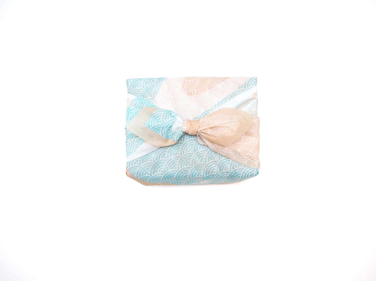 Furoshiki Style Reusable Wrapping Cloths - Blue and Beige Seigaiha