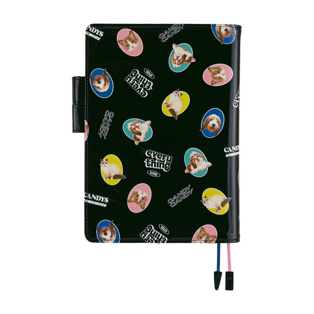 Hobonichi - Candy Stripper: Random Dog & Cat (Black) | A5 Cousin Cover