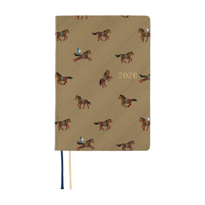 Hobonichi - 2026 HON, Bow & Tie: Galloping Horses | A6 English