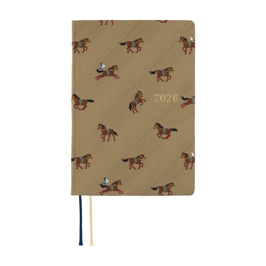 Hobonichi - 2026 HON, Bow & Tie: Galloping Horses | A6 English
