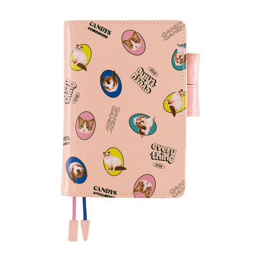 Hobonichi - Candy Stripper: Random Dog & Cat (Pink) | A6 Techo Cover
