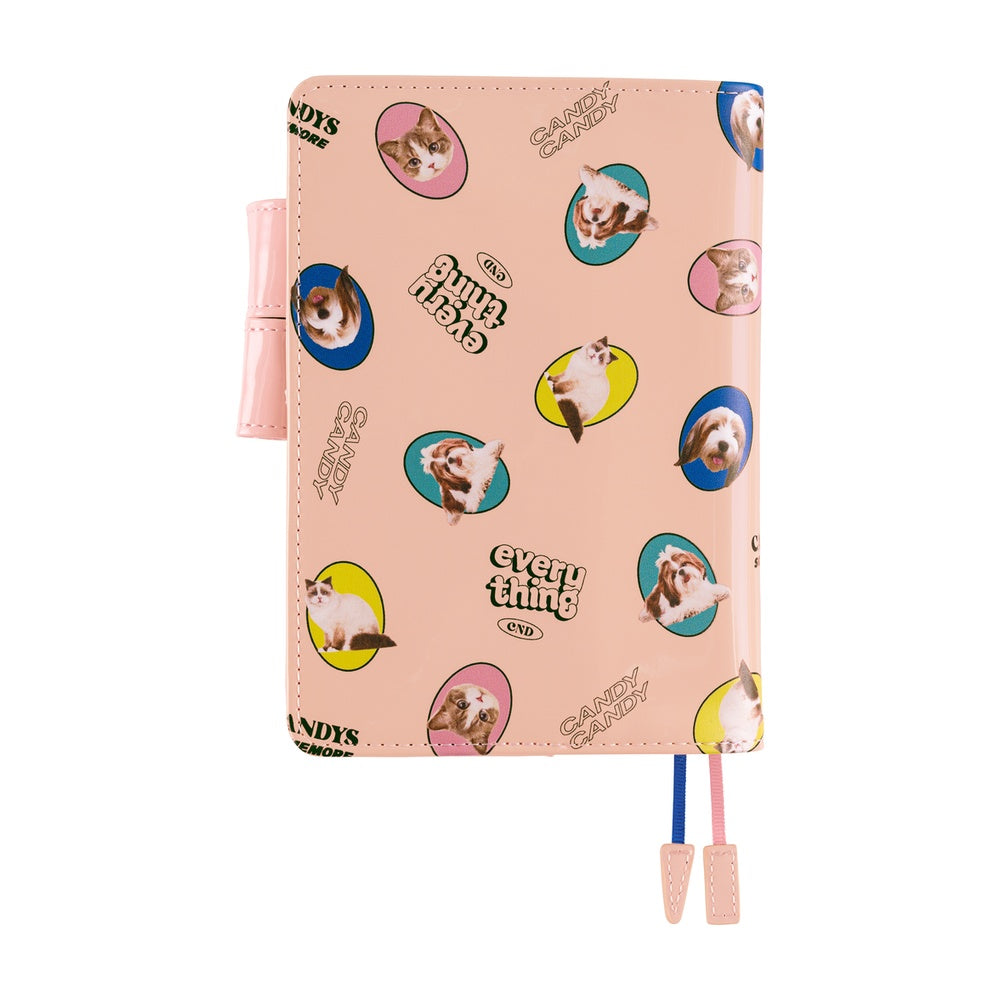 Hobonichi - Candy Stripper: Random Dog & Cat (Pink) | A6 Techo Cover