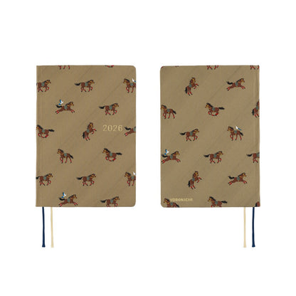 Hobonichi - 2026 HON, Bow & Tie: Galloping Horses | A6 English