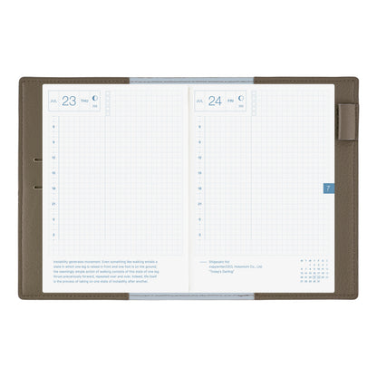 Hobonichi - Leather: Taut (Grey & Light Blue) | A6 Techo Cover