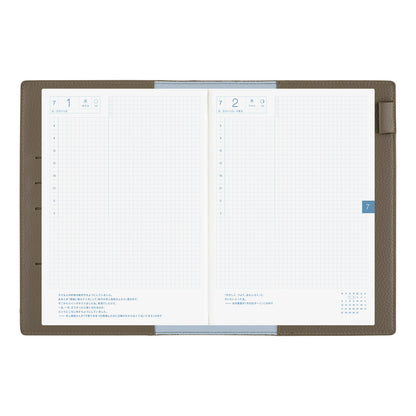 Hobonichi - Leather: Taut (Grey & Light Blue) | A5 Cousin Cover