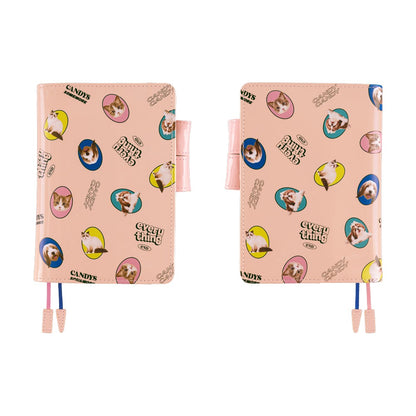 Hobonichi - Candy Stripper: Random Dog & Cat (Pink) | A6 Techo Cover